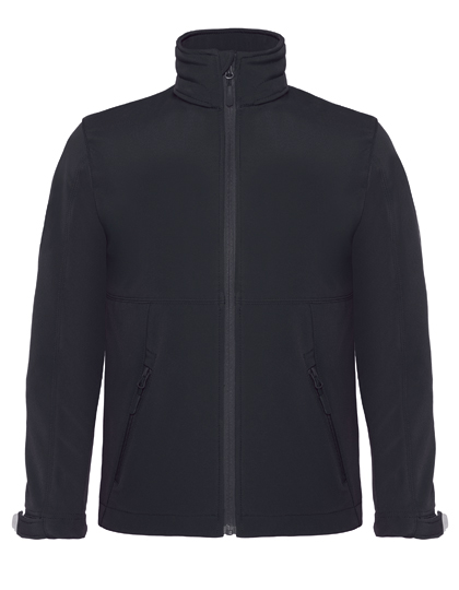 B&C COLLECTION Kids' Hooded Softshell Jacket in Black