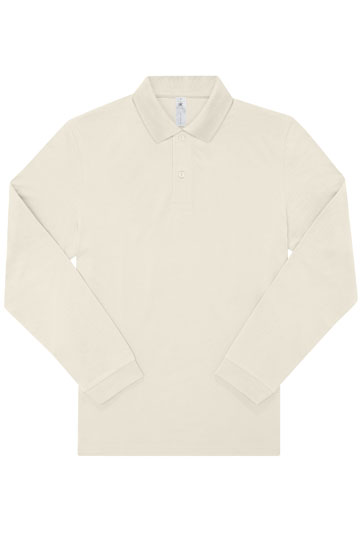 B&C BE INSPIRED My Polo 180 Long Sleeve in Off White