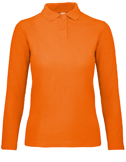 B&C BE INSPIRED Women's Long Sleeve Polo ID.001 in Orange