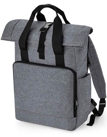 BagBase Recycled Twin Handle Roll-Top Laptop Backpack in Grey Marl