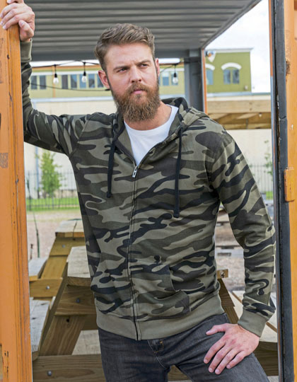 Burnside Full Zip Camo Hooded Sweat Jacket