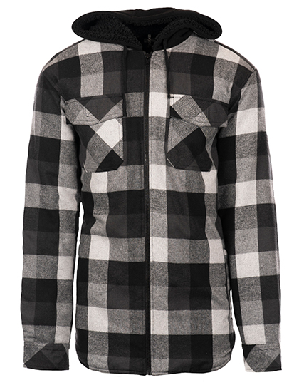 Men's Flannel Jacket With Sherpa Hoodie — besticken oder bedrucken lassen