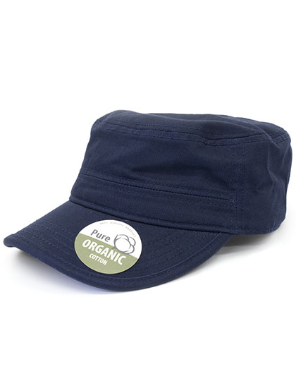 Brain Waves Organic Cotton Army Cap Washed in Navy