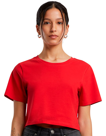 Build Your Brand Ladies' Cropped Tee in City Red