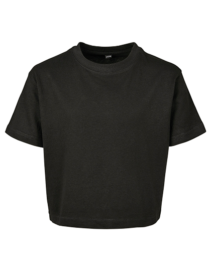 Build Your Brand Girls Cropped Jersey Tee in Black