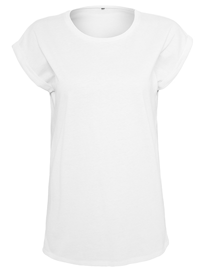 Build Your Brand Ladies' Organic Extended Shoulder Tee in White