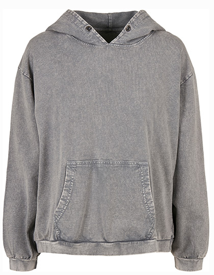 Build Your Brand Ladies' Acid Washed Oversize Hoody in Asphalt