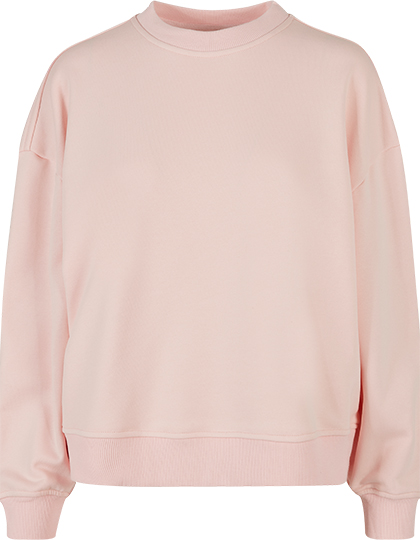 Build Your Brand Ladies Oversized Crewneck Sweatshirt in Pink