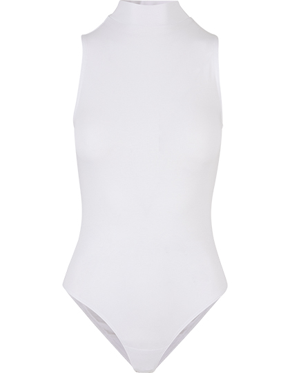 Build Your Brand Ladies Sleeveless Turtleneck Body in White