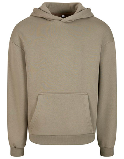 Build Your Brand Fluffy Hoody in Pale Olive
