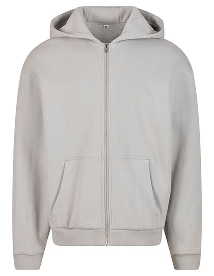 Build Your Brand Fluffy Zip Hoody in Light Asphalt