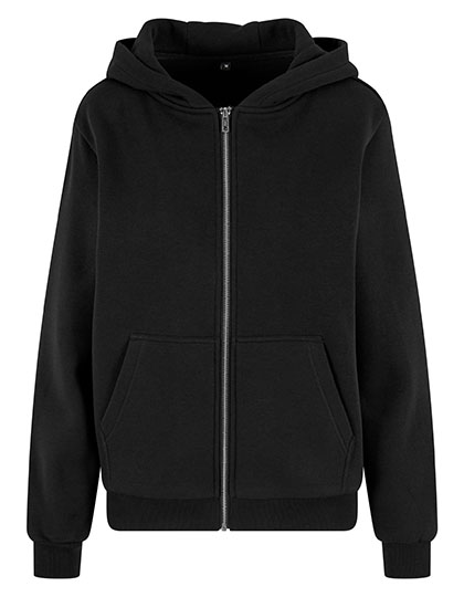 Build Your Brand Ladies Fluffy Zip Hoody in Black