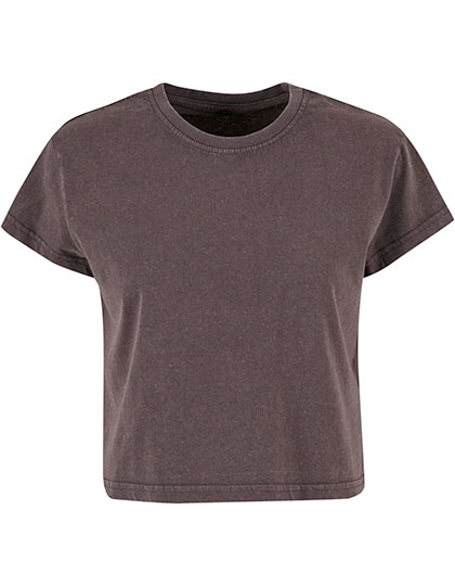 Build Your Brand Ladies Vintage Cropped Tee in Magnet