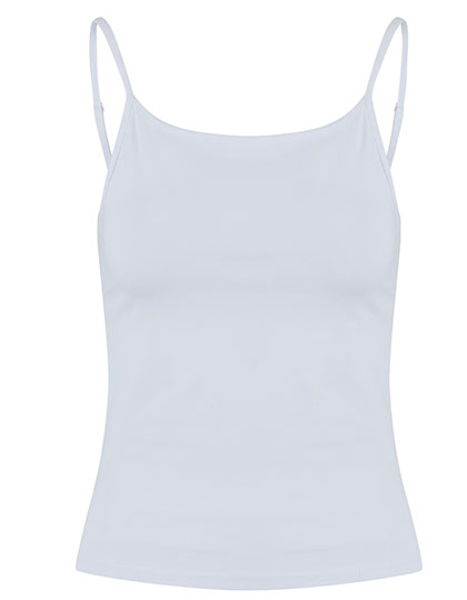 Build Your Brand Ladies Stretch Jersey Short Slim Top in White