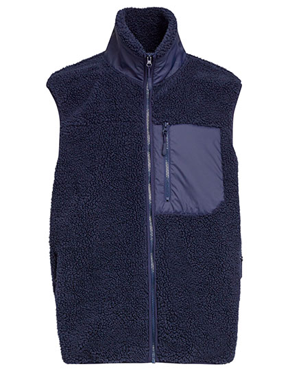 Build Your Brand Bonded Sherpa Vest in Navy