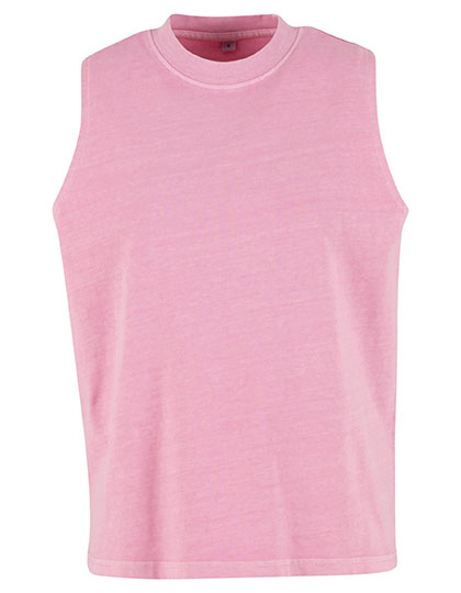 Build Your Brand Ladies Vintage Washed Sleeveless Tee in Cool Pink