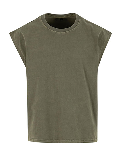Build Your Brand Vintage Cropped Heavy Sleeveless Tee in Warm Khaki