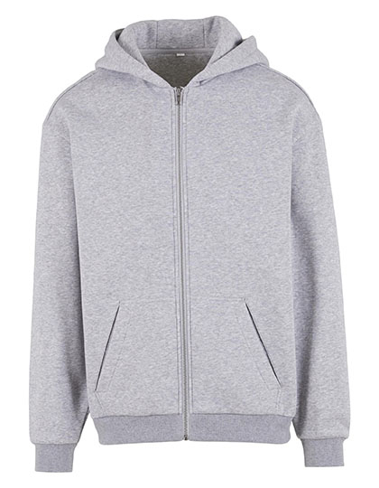 Build Your Brand Loose Fit Zip Hoody in Heather Grey