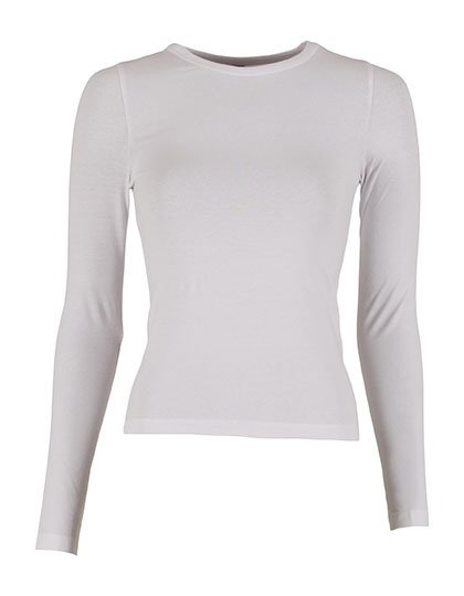 Build Your Brand Ladies Ultra Slim Longsleeve in White