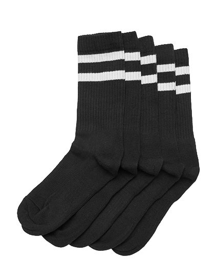 Build Your Brand Double Stripe Socks (5-Pack)
