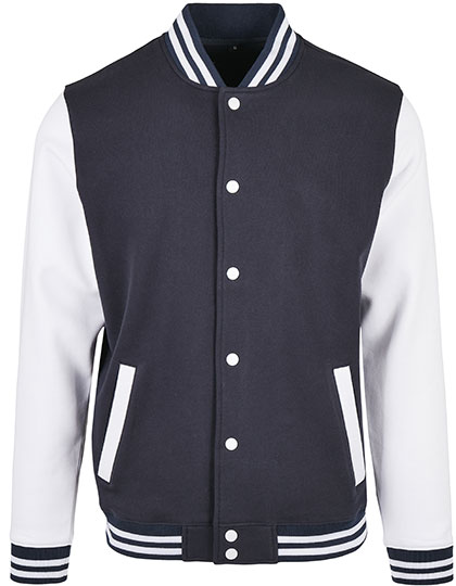 Build Your Brand Basic Basic College Jacket in Navy