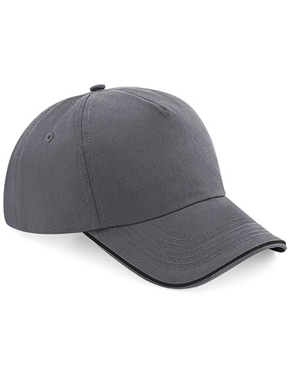Beechfield Authentic 5 Panel Cap - Piped Peak in Graphite Grey