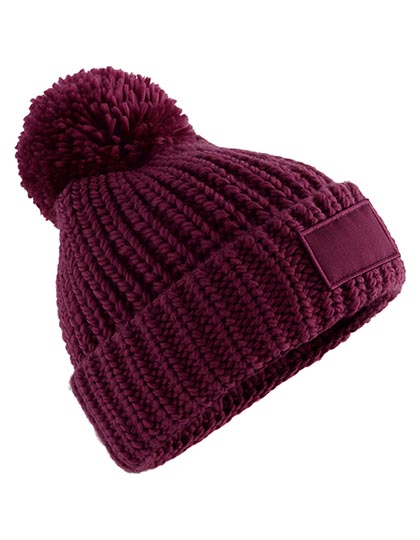 Beechfield Toasty Patch Beanie in Burgundy