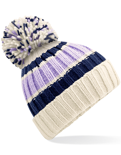 Beechfield Hygge Striped Beanie in Blueberry Cheesecake