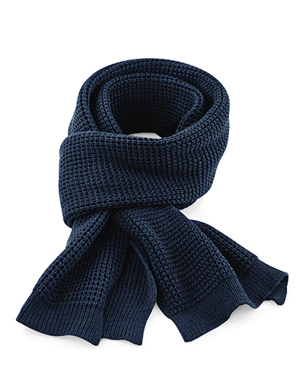 Beechfield Classic Waffle Knit Scarf in French Navy