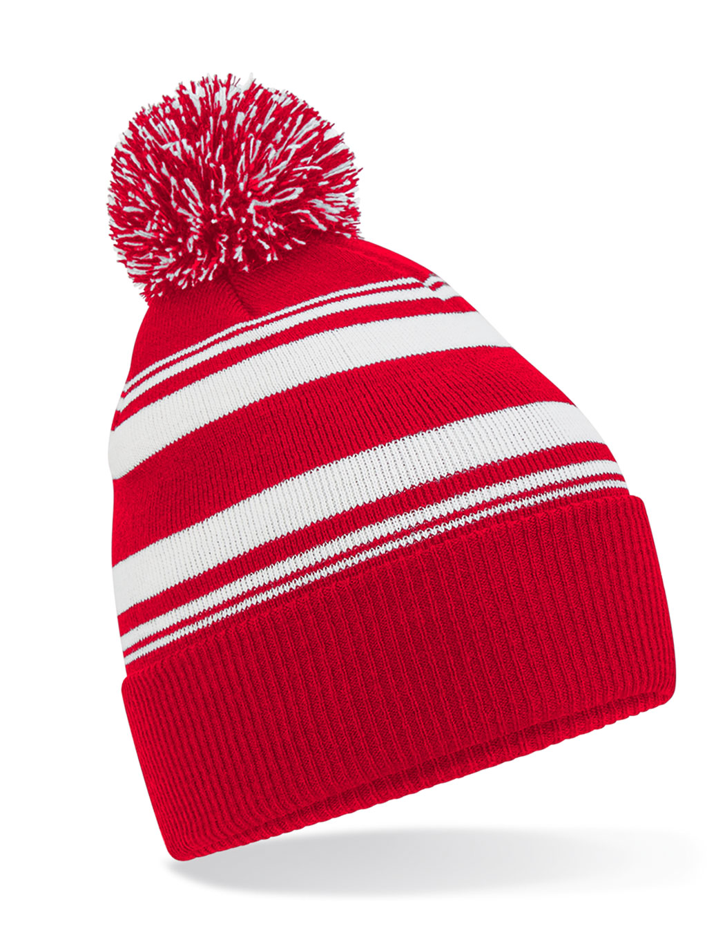 Beechfield Striped Fan Beanie in Classic Red