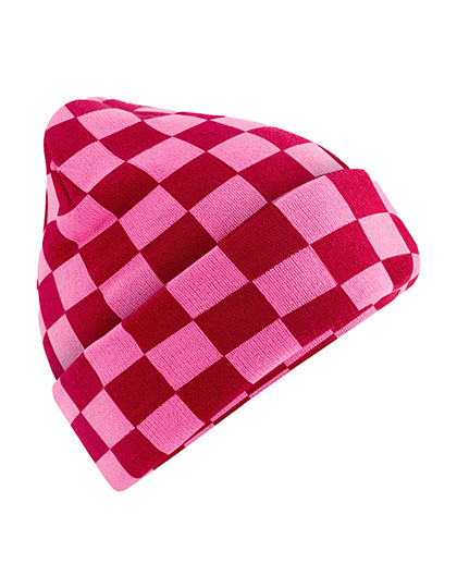 Beechfield Checkerboard Beanie in Classic Red