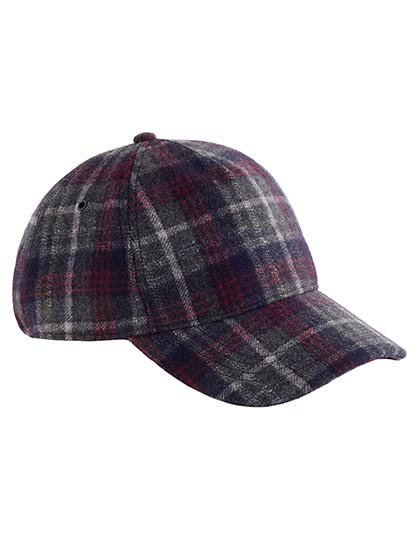 Beechfield Wool Blend Check Cap in Navy Plaid