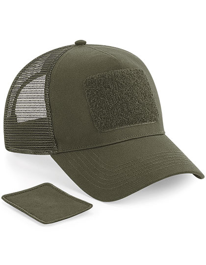 Beechfield Removable Patch Snapback Trucker in Military Green