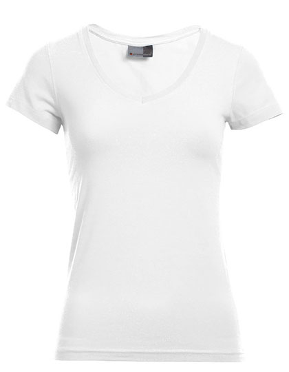 Promodoro Women's Slim Fit V-Neck-T in White