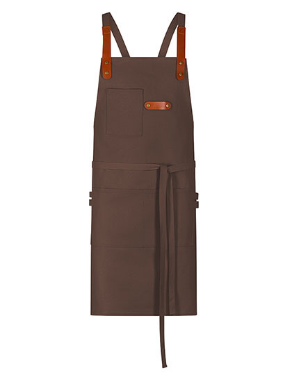 Exner Latzschürze Canvas mit Zier-Label in Toffee