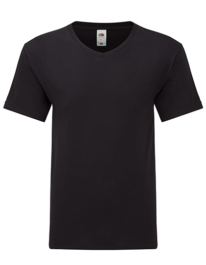 Fruit of the Loom Iconic 150 V Neck T in Black