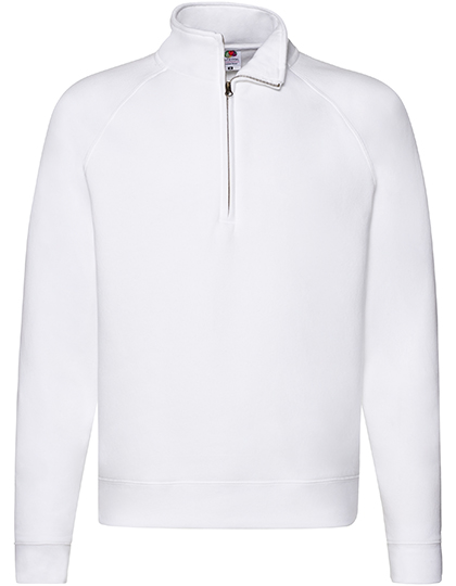 Fruit of the Loom Premium Zip Neck Raglan Sweat in White
