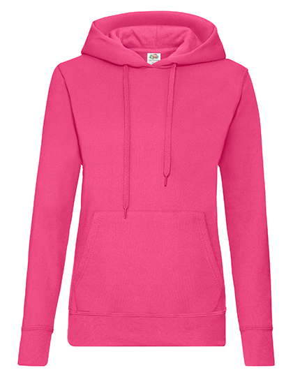 Fruit of the Loom Ladies' Classic Hooded Sweat in Fuchsia