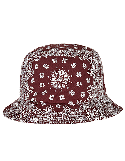 FLEXFIT Bandana Print Bucket Hat in Cherry