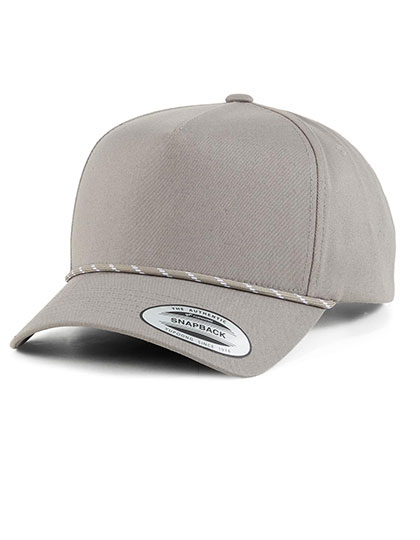 FLEXFIT YP Classics Retro Cotton Blend 5-Panel Snapback Cap with Braided Rope in Grey