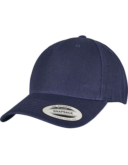 FLEXFIT YP Classics 5-Panel Premium Curved Visor Snapback Cap in Navy
