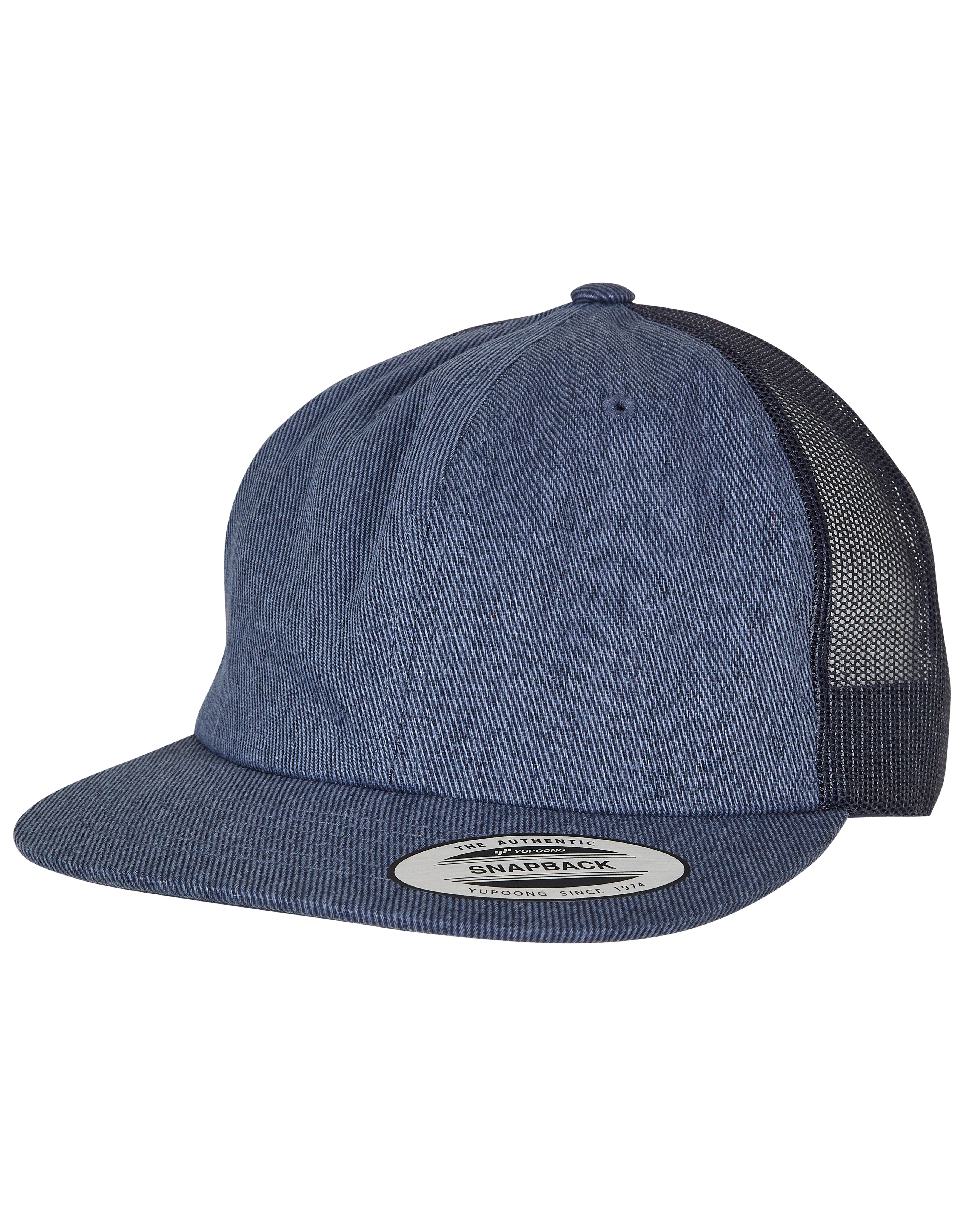 FLEXFIT Denim Trucker Cap in Blue Raw