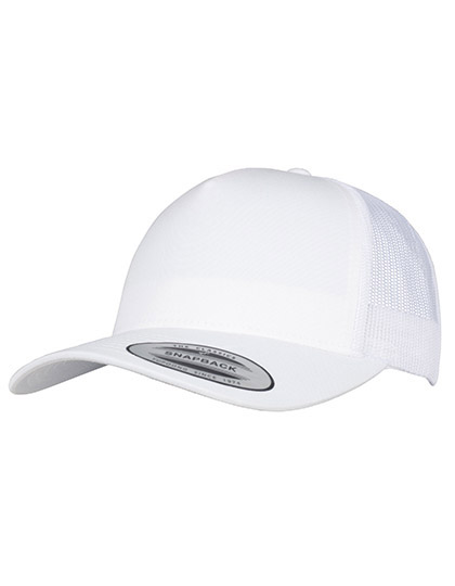 FLEXFIT 5-Panel Retro Trucker Cap in White