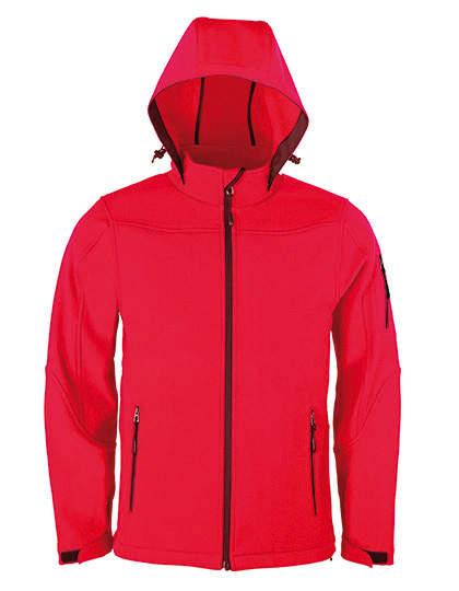 HRM Men's Hooded Soft-Shell Jacket in Red