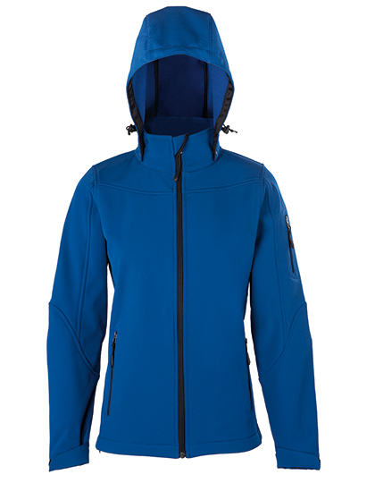 HRM Women's Hooded Soft-Shell Jacket in Royal Blue