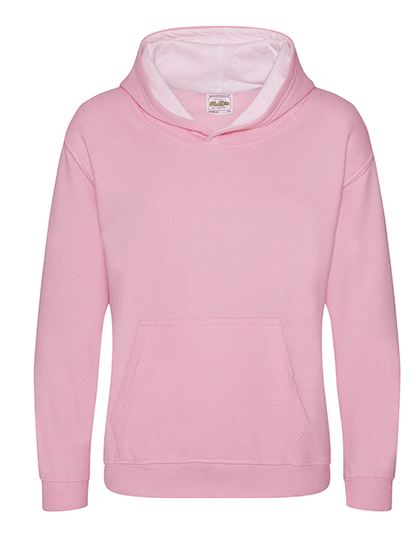 Just Hoods Kids' Varsity Hoodie in Baby Pink