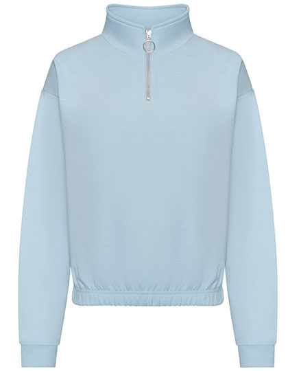 Just Hoods Women's Cropped 1/4 Zip Sweat in Sky Blue