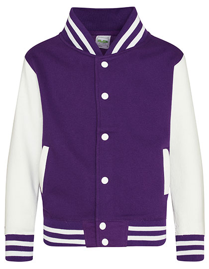 Just Hoods Kids' Varsity Jacket in Purple