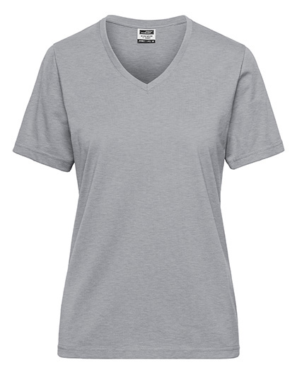 James & Nicholson Ladies' Bio Workwear T-Shirt in Grey Heather