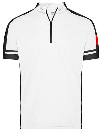 James & Nicholson Men's Bike-T Half Zip in White